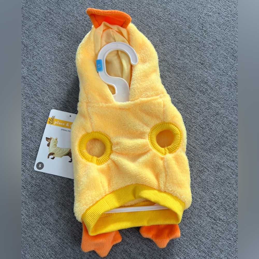 Dog yellow duck outfit size small - costume, pet, hood‎